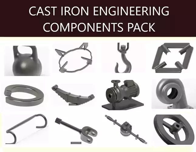 CAST IRON ENGINEERING COMPONENTS PACK 3D Model Collection