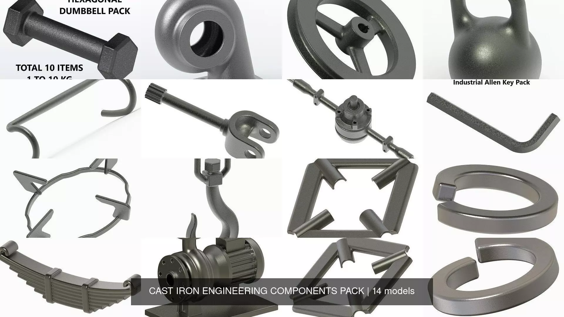 CAST IRON ENGINEERING COMPONENTS PACK 3D Model Collection_1