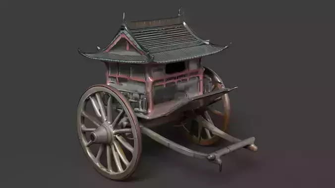 Chinese ancient wooden  carriage  