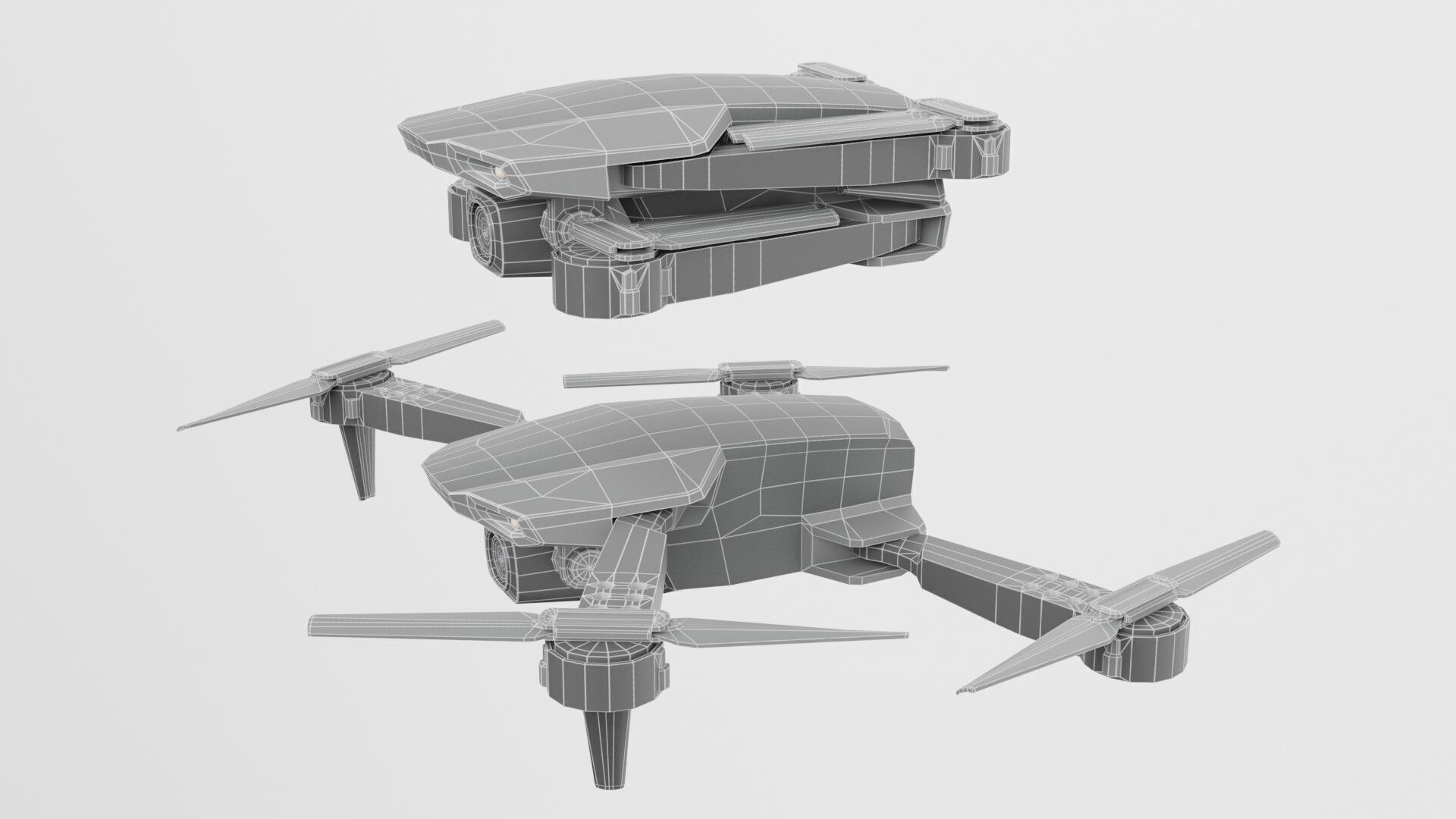 Low Poly Drone avec HD E99 Low-poly 3D model_11