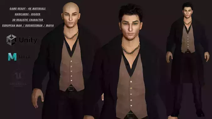 AAA 3D REALISTIC CHARACTER - EUROPEAN BUSINESSMAN  MAFIA  NPC