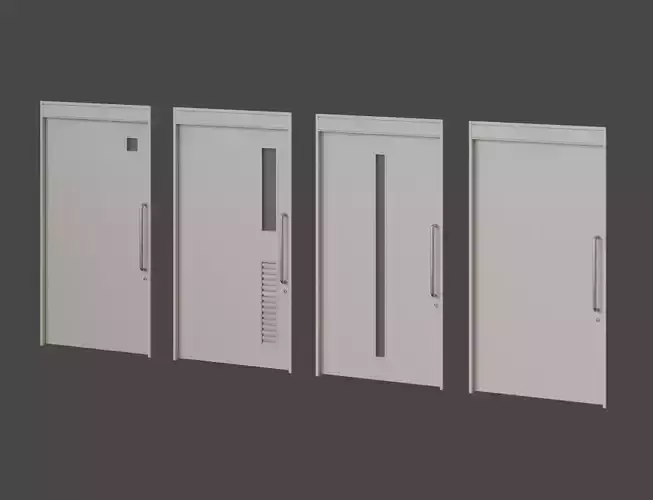 Low-Poly Hanging Sliding Steel Door Low-poly 3D model