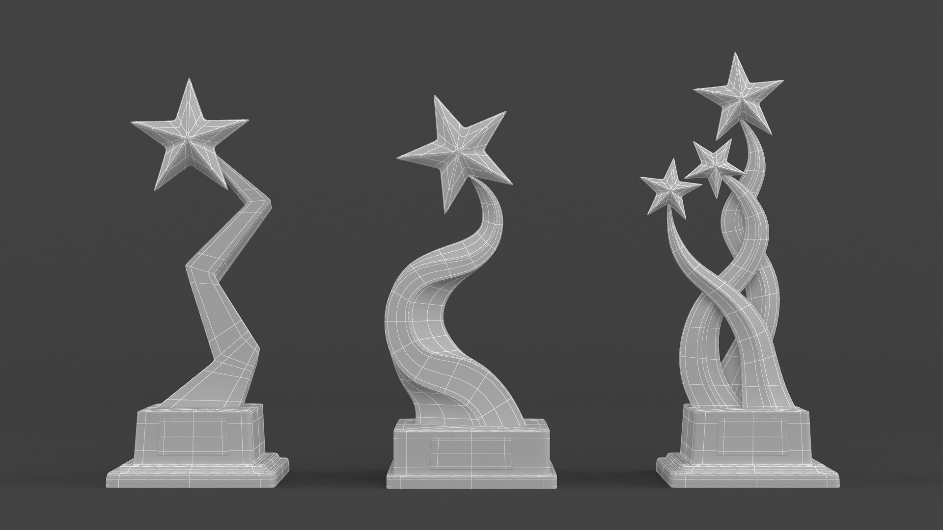 Gold Trophy Cups 3D model_7