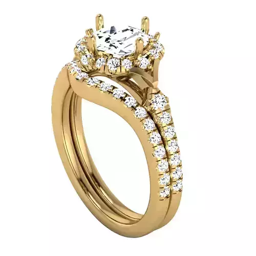 Ring with Half moon stone with band