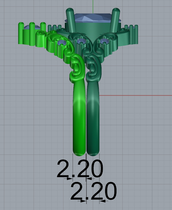 Ring with Oval diamond engravings in sides  3D print model_8