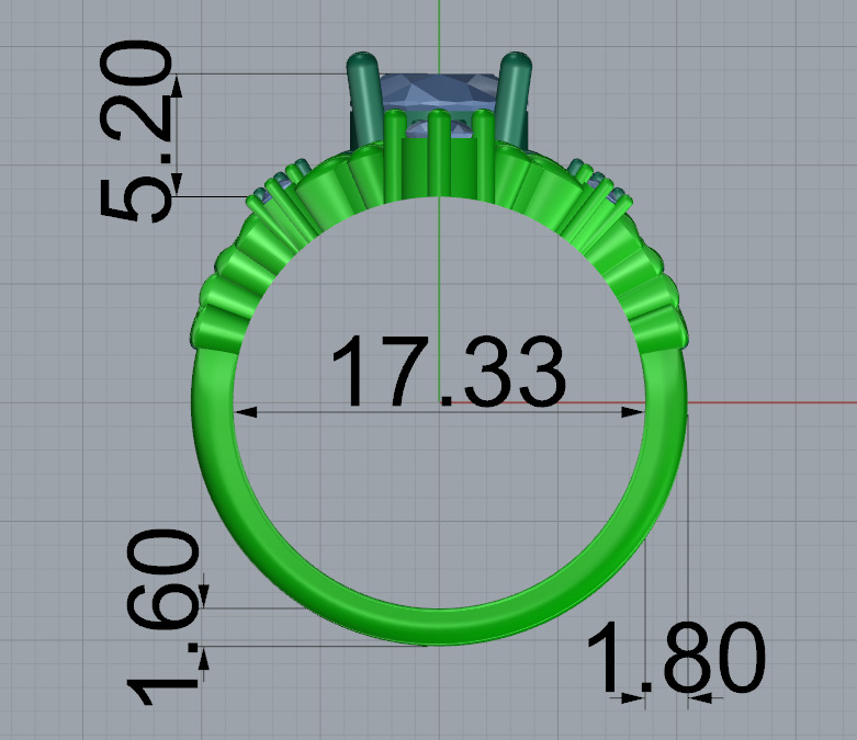 Ring with Oval diamond engravings in sides  3D print model_7