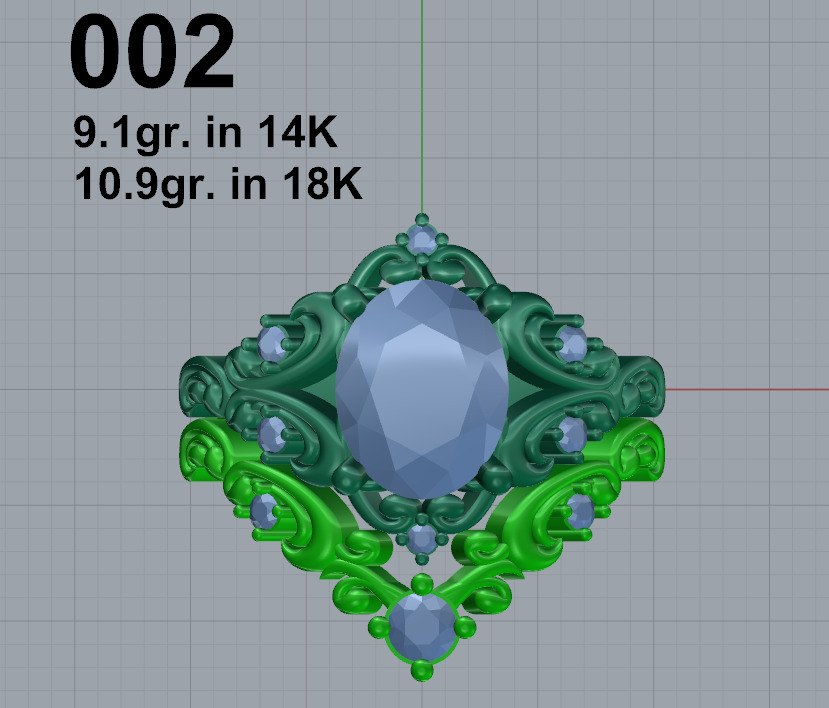 Ring with Oval diamond engravings in sides  3D print model_6