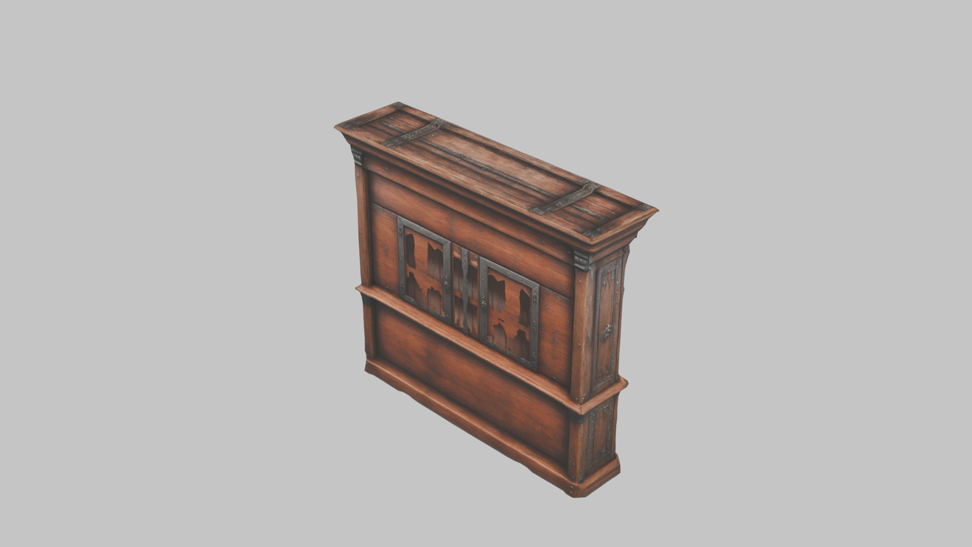 Medieval Wooden Cabinet Low-poly 3D model_4