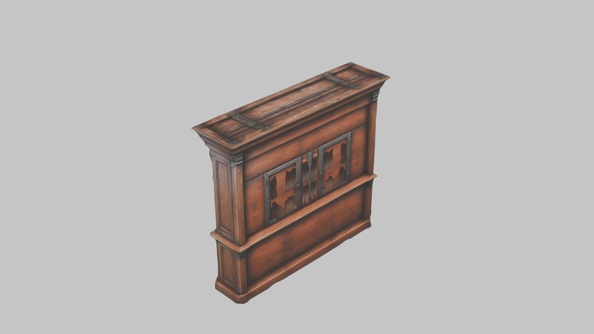 Medieval Wooden Cabinet Low-poly 3D model_6