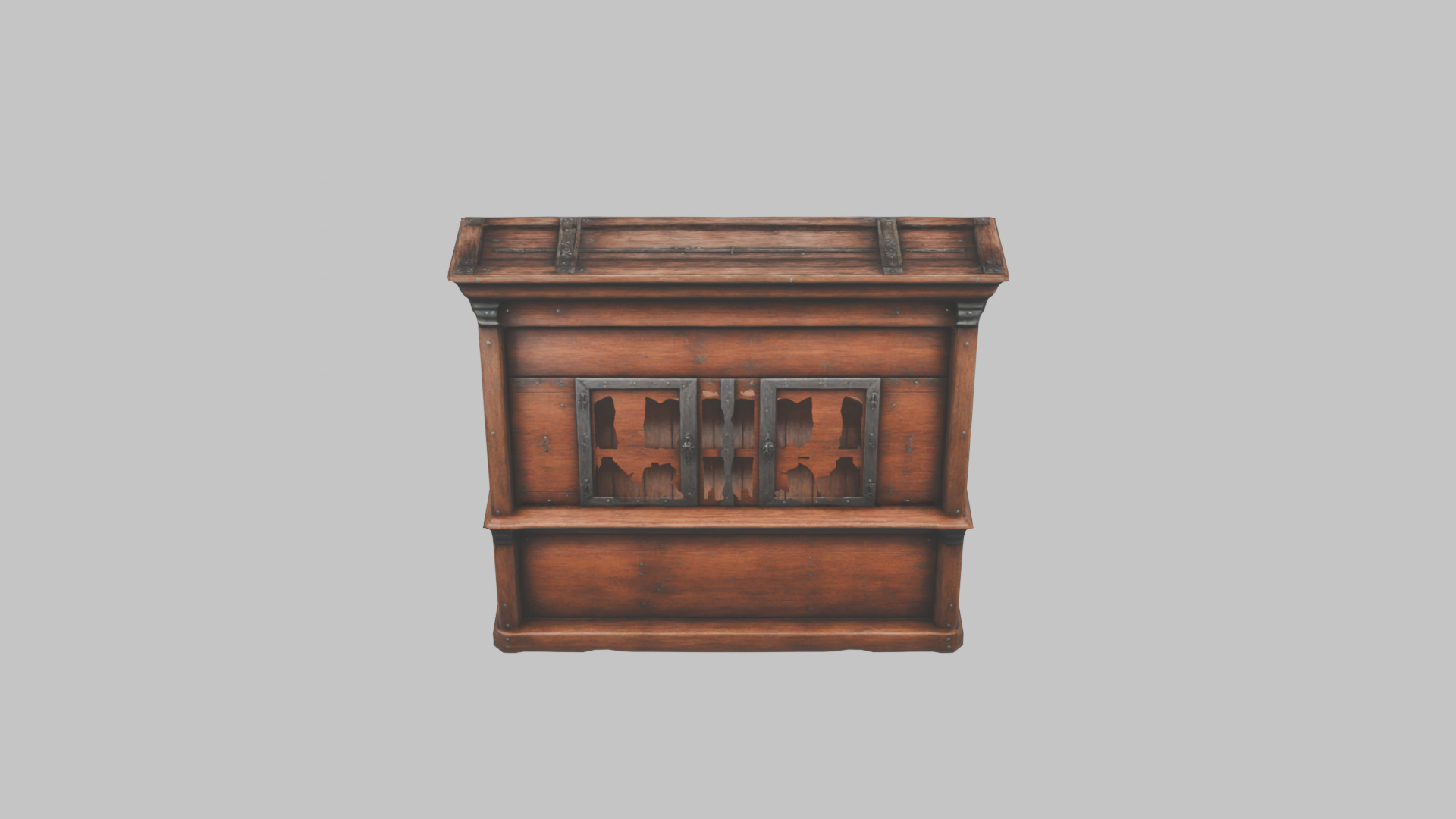 Medieval Wooden Cabinet Low-poly 3D model_5