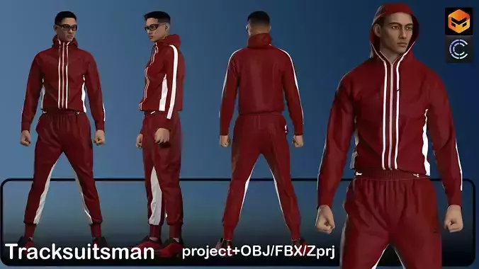 Tracksuits man Low-poly 3D model