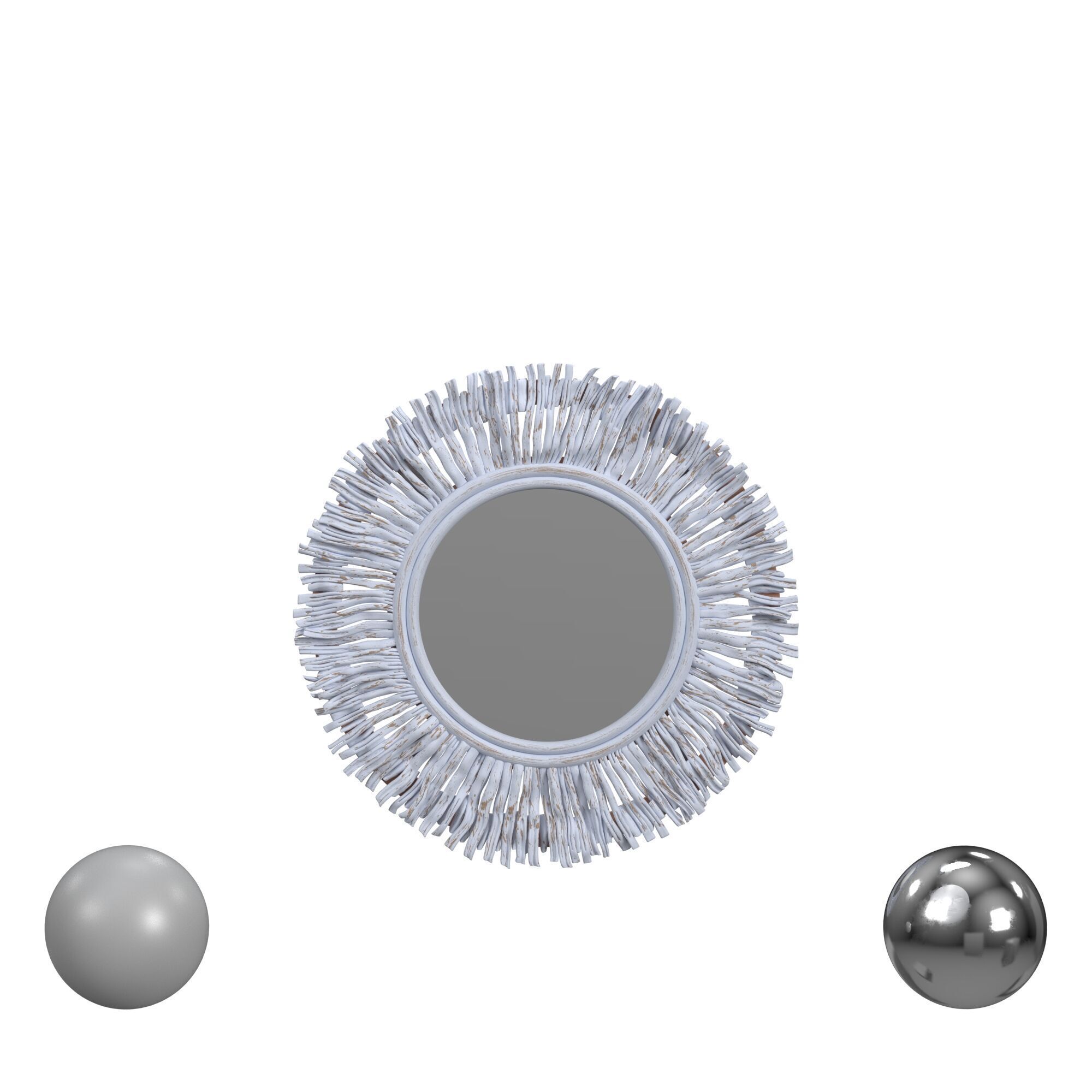 Hapsala And Rattan Mirror White Wash 3D model_1