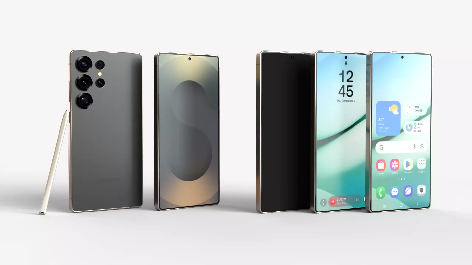 Titanium Black Samsung Galaxy S25 Ultra with pen 3D model_0