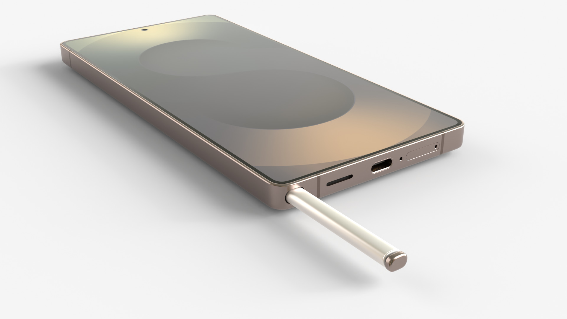 Titanium Black Samsung Galaxy S25 Ultra with pen 3D model_8