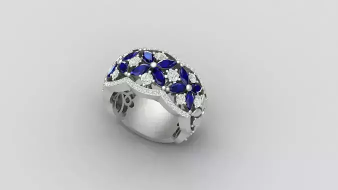 Flower marquise ring