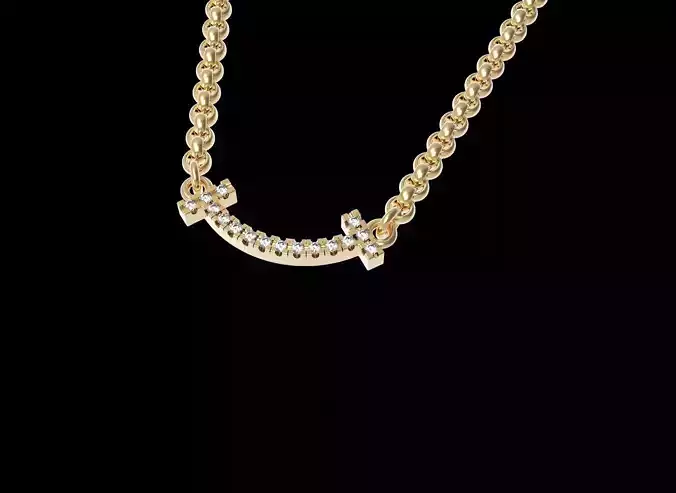  Smile T Pendant Necklace With Diamond