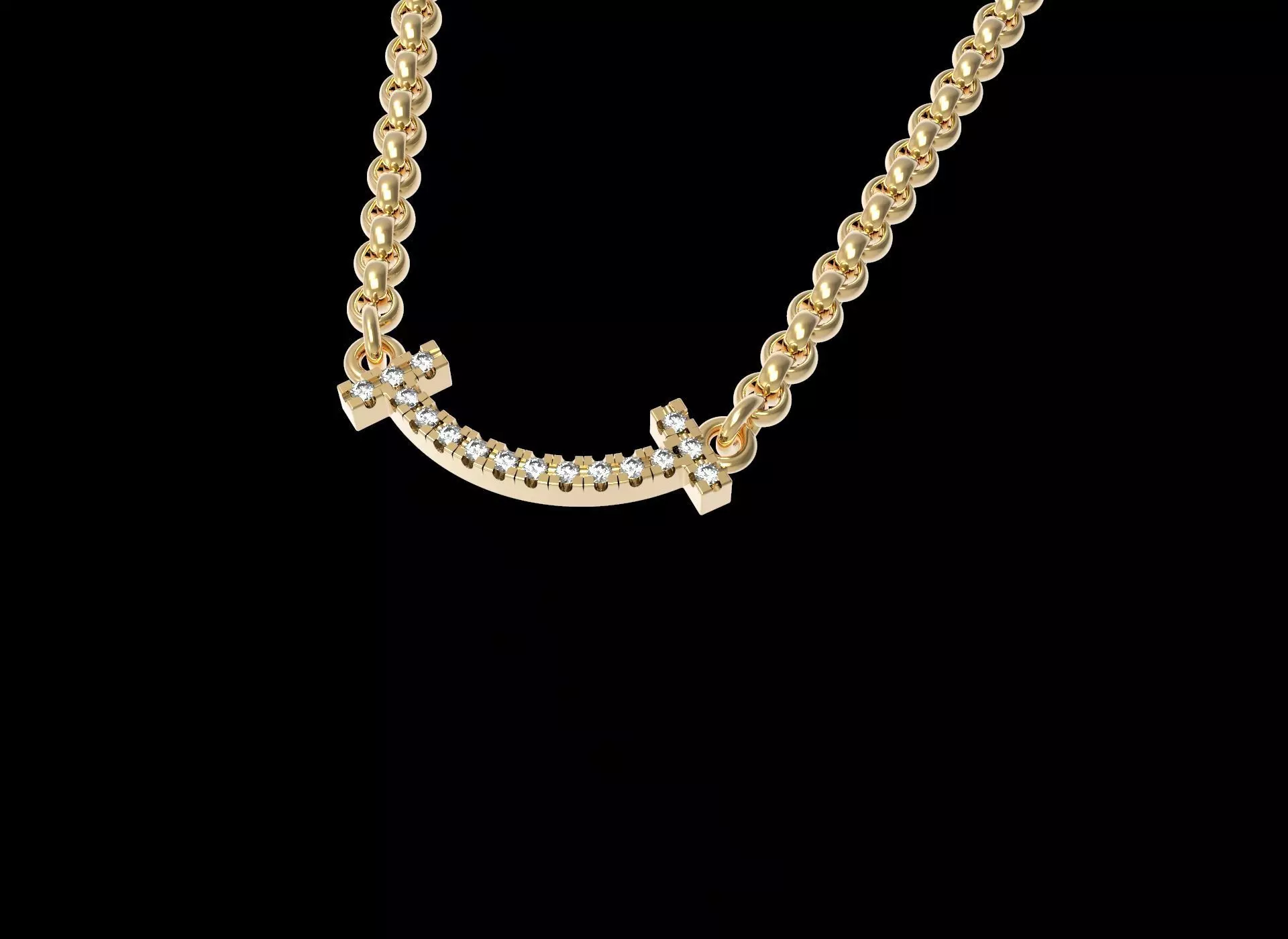 Smile T Pendant Necklace With Diamond 3D print model