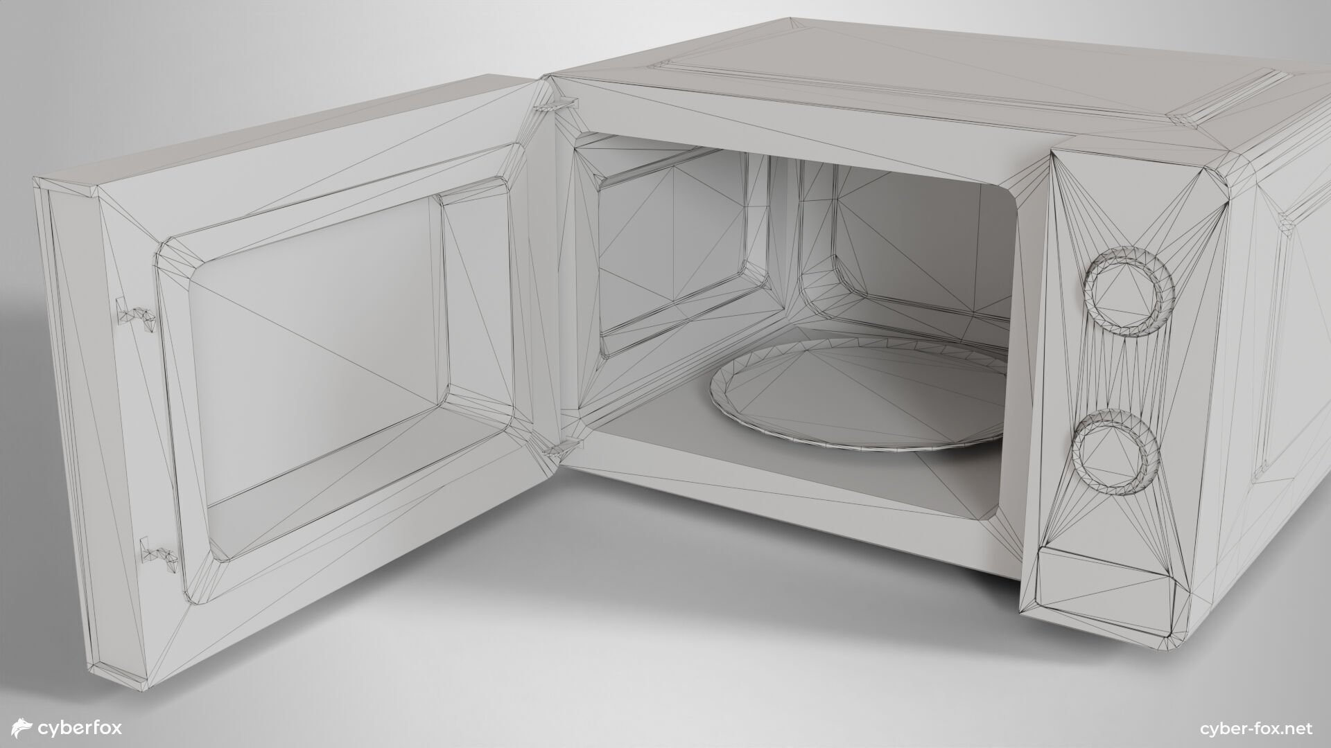 Microwave oven Low-poly 3D model_7