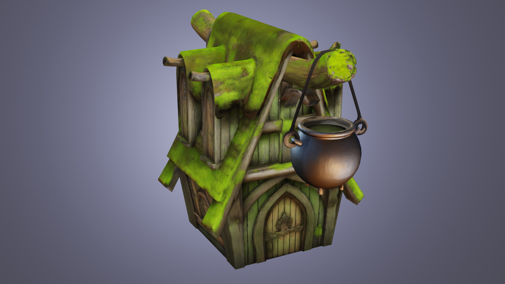 Mossy Witch Shack - Stylized Game Asset Low-poly 3D model_2