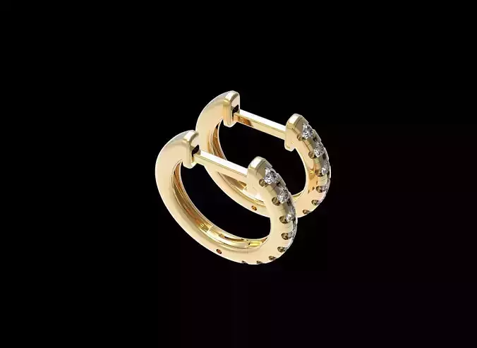  Round Hoop Earring With Diamond 3D print model