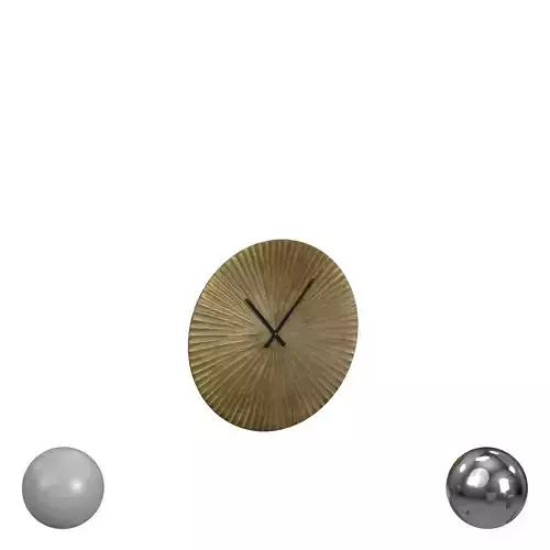 Large Sunburst Textured Wall Clock Antique Brass