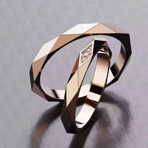 Facette Wedding Band Rings Style All Sizes Collection