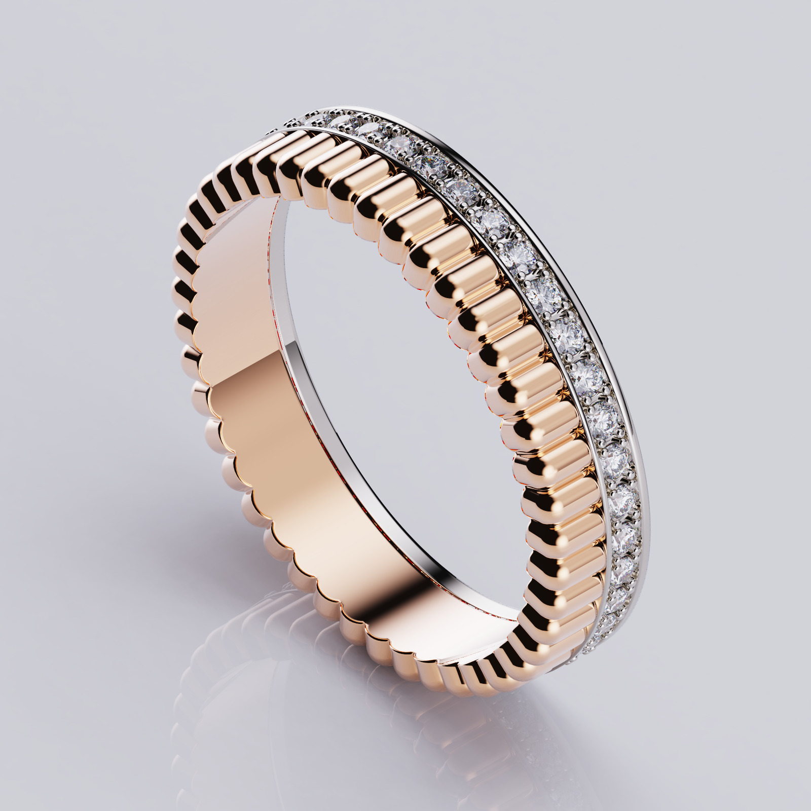 Quatre radiant edition wedding band style 3D print model_6
