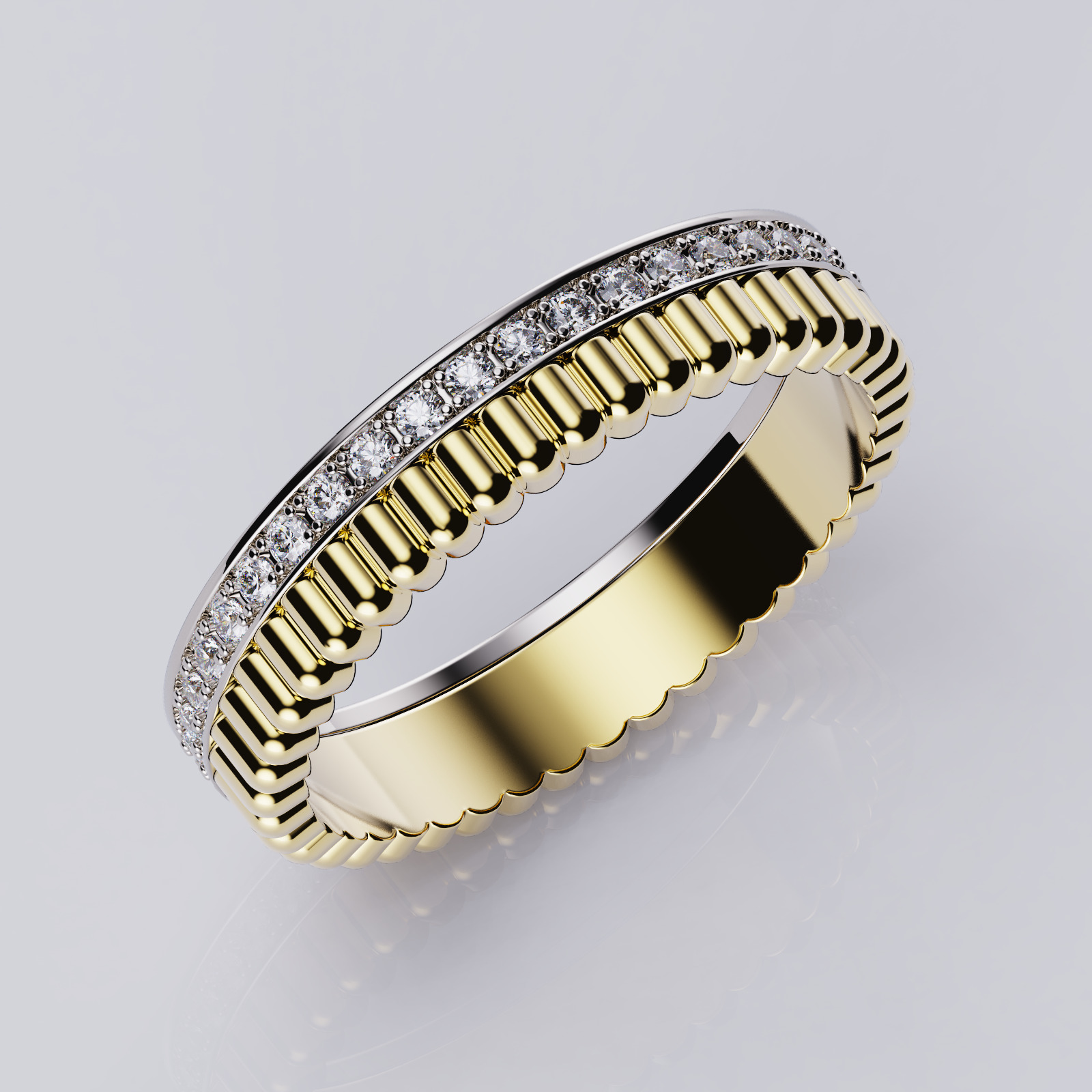 Quatre radiant edition wedding band style 3D print model_4