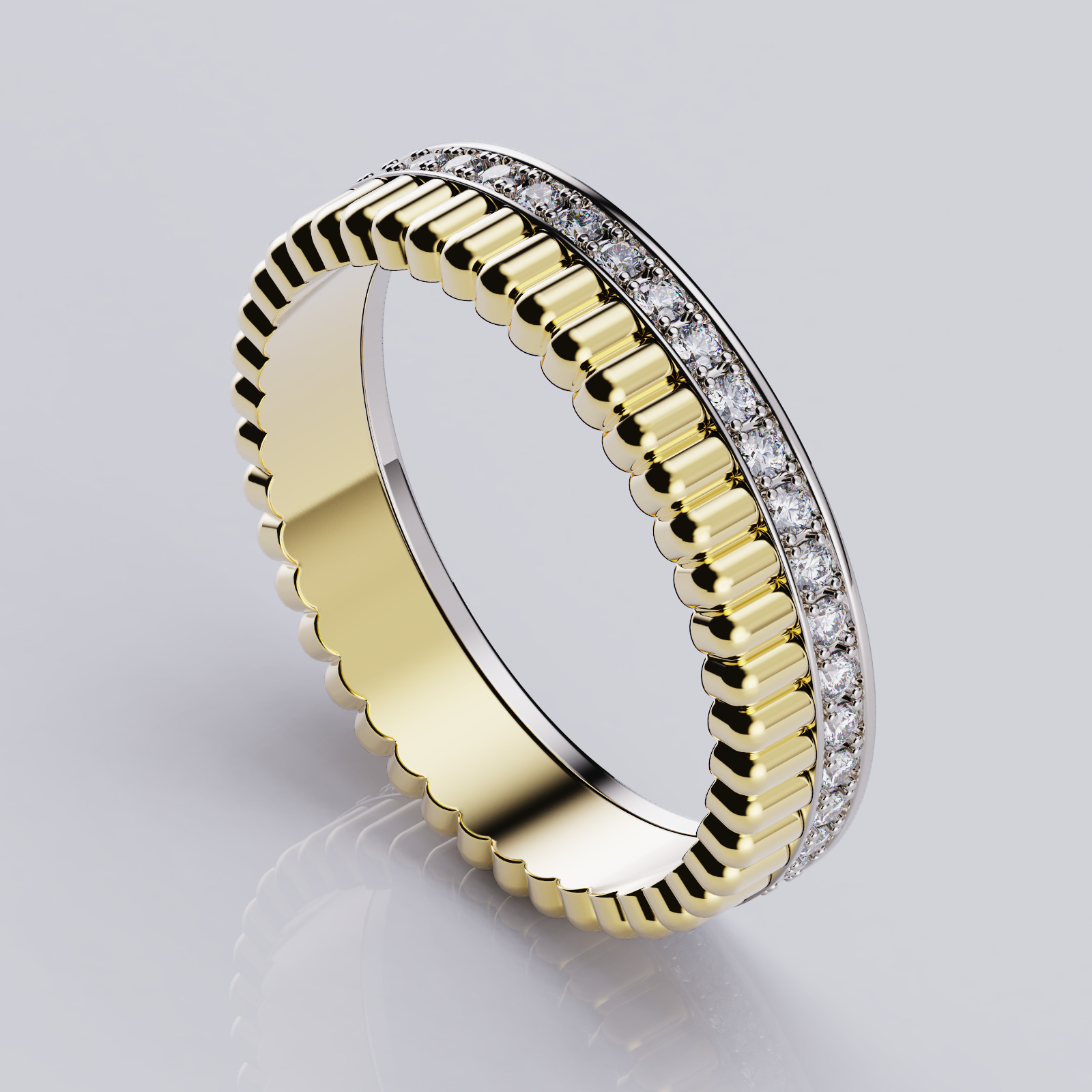 Quatre radiant edition wedding band style 3D print model_1