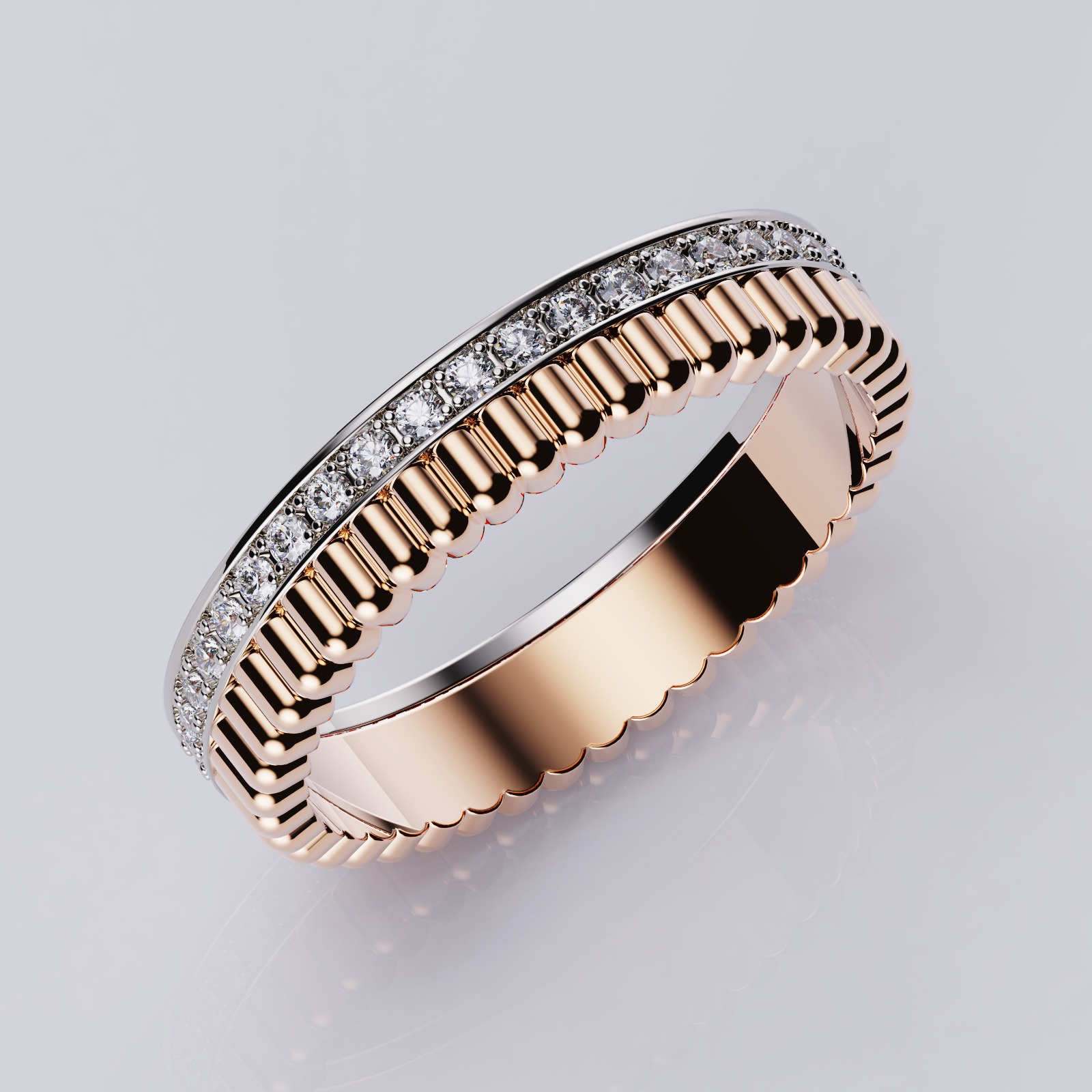 Quatre radiant edition wedding band style 3D print model_5