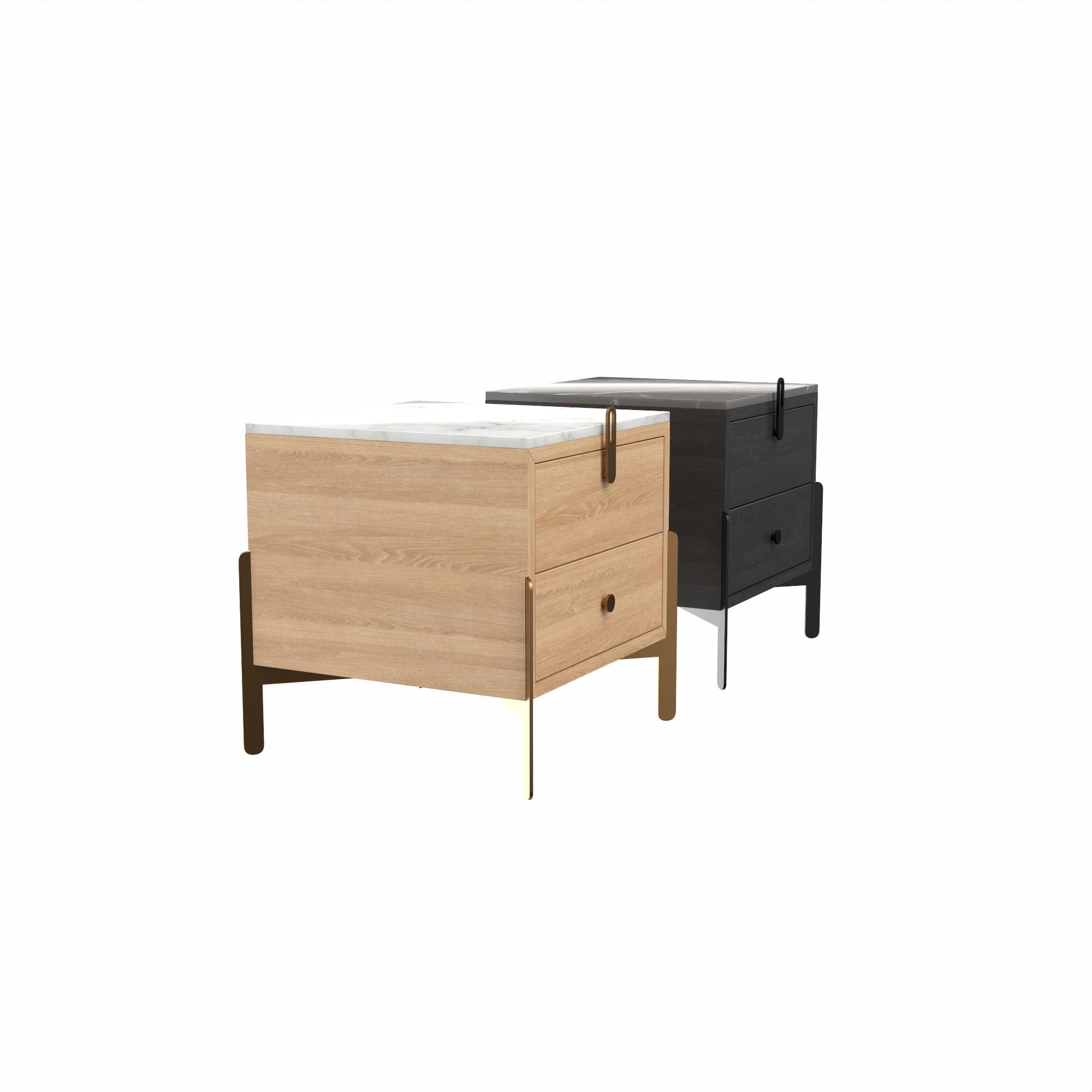 Nightstand Rolf Benz 914 Square bedside table with drawers 3D model_18