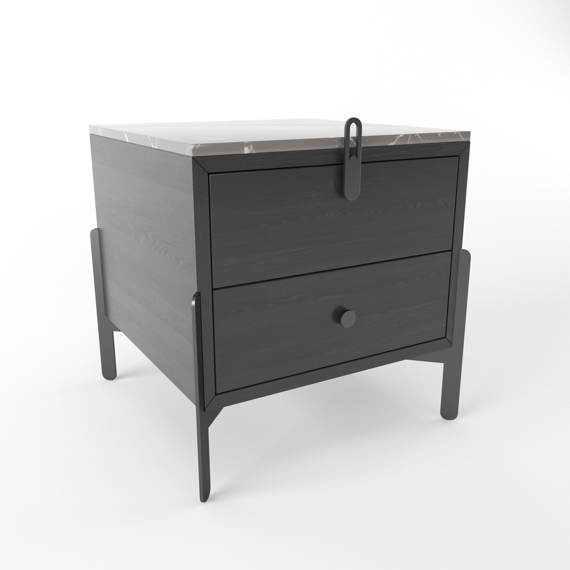 Nightstand Rolf Benz 914 Square bedside table with drawers 3D model_3