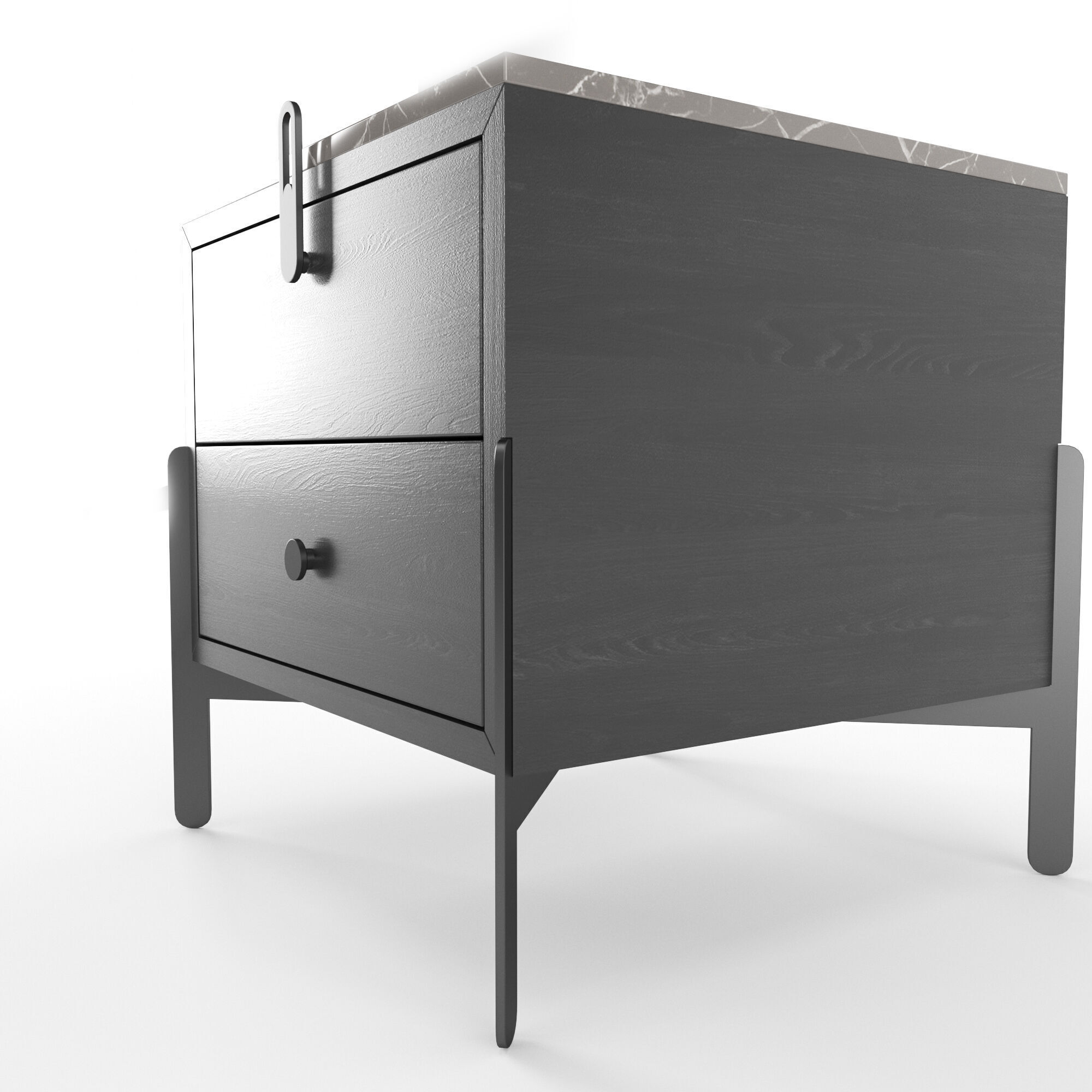 Nightstand Rolf Benz 914 Square bedside table with drawers 3D model_8