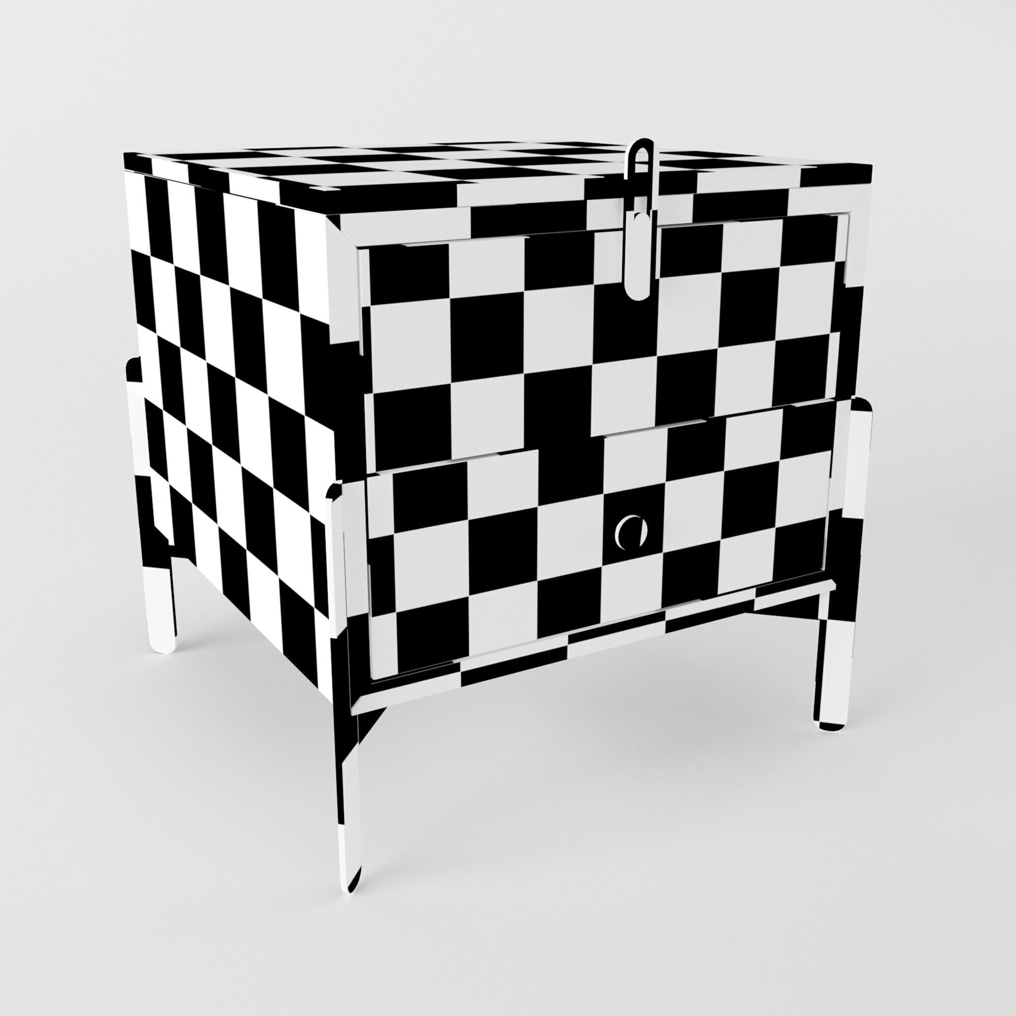 Nightstand Rolf Benz 914 Square bedside table with drawers 3D model_17