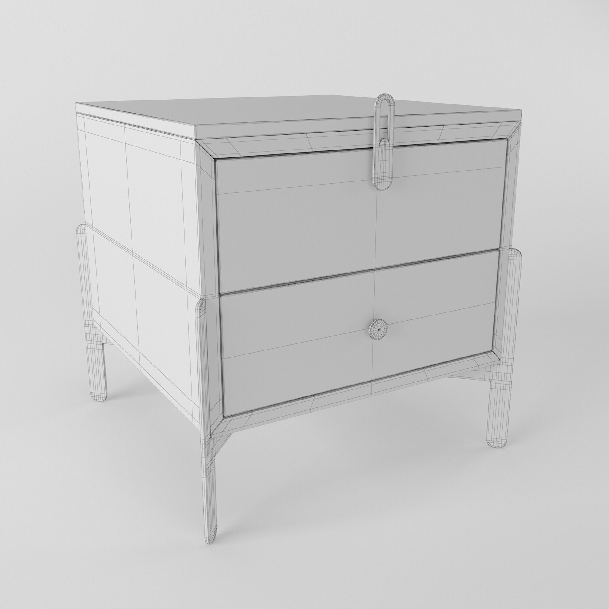 Nightstand Rolf Benz 914 Square bedside table with drawers 3D model_9