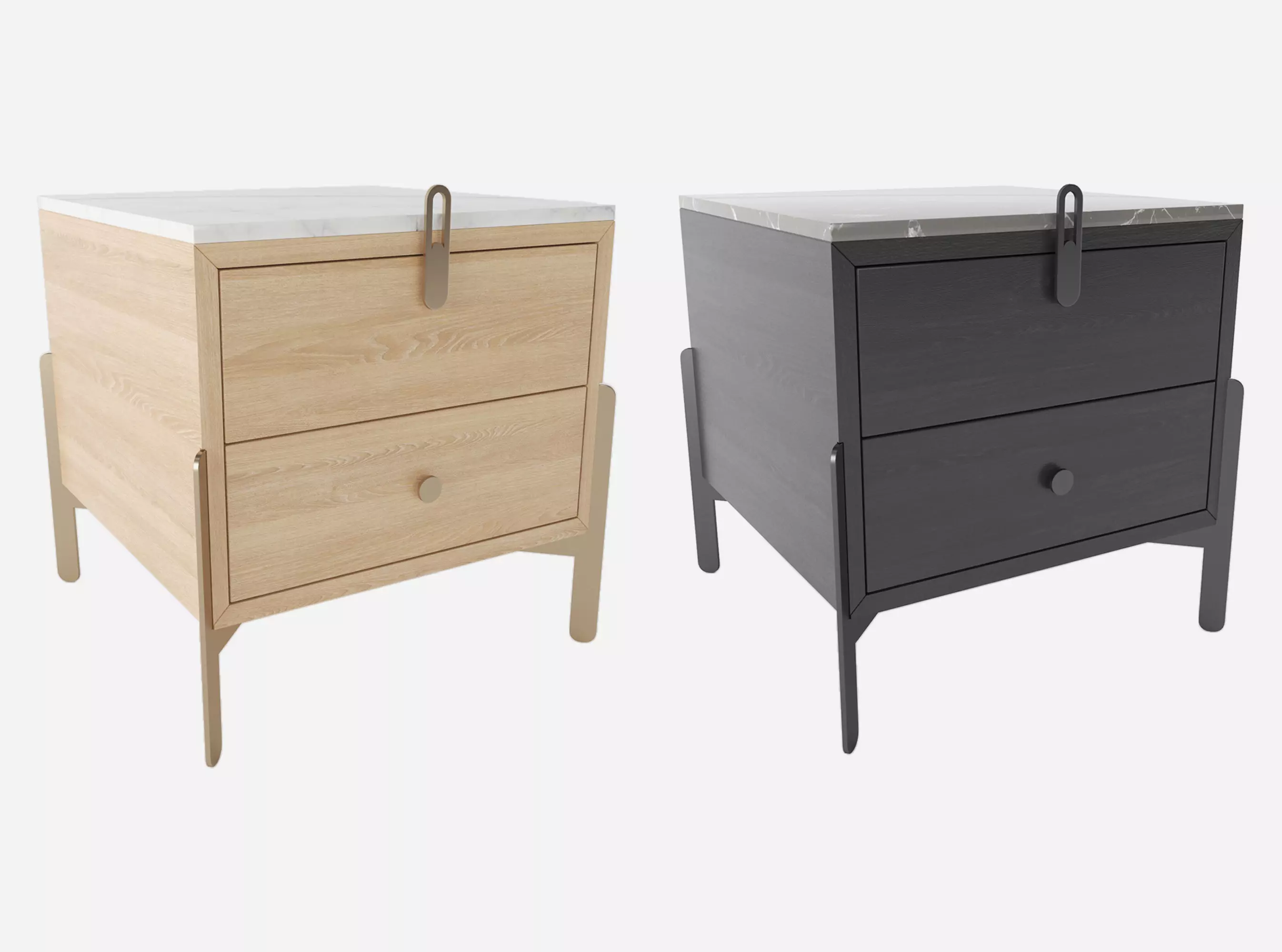 Nightstand Rolf Benz 914 Square bedside table with drawers 3D model_0