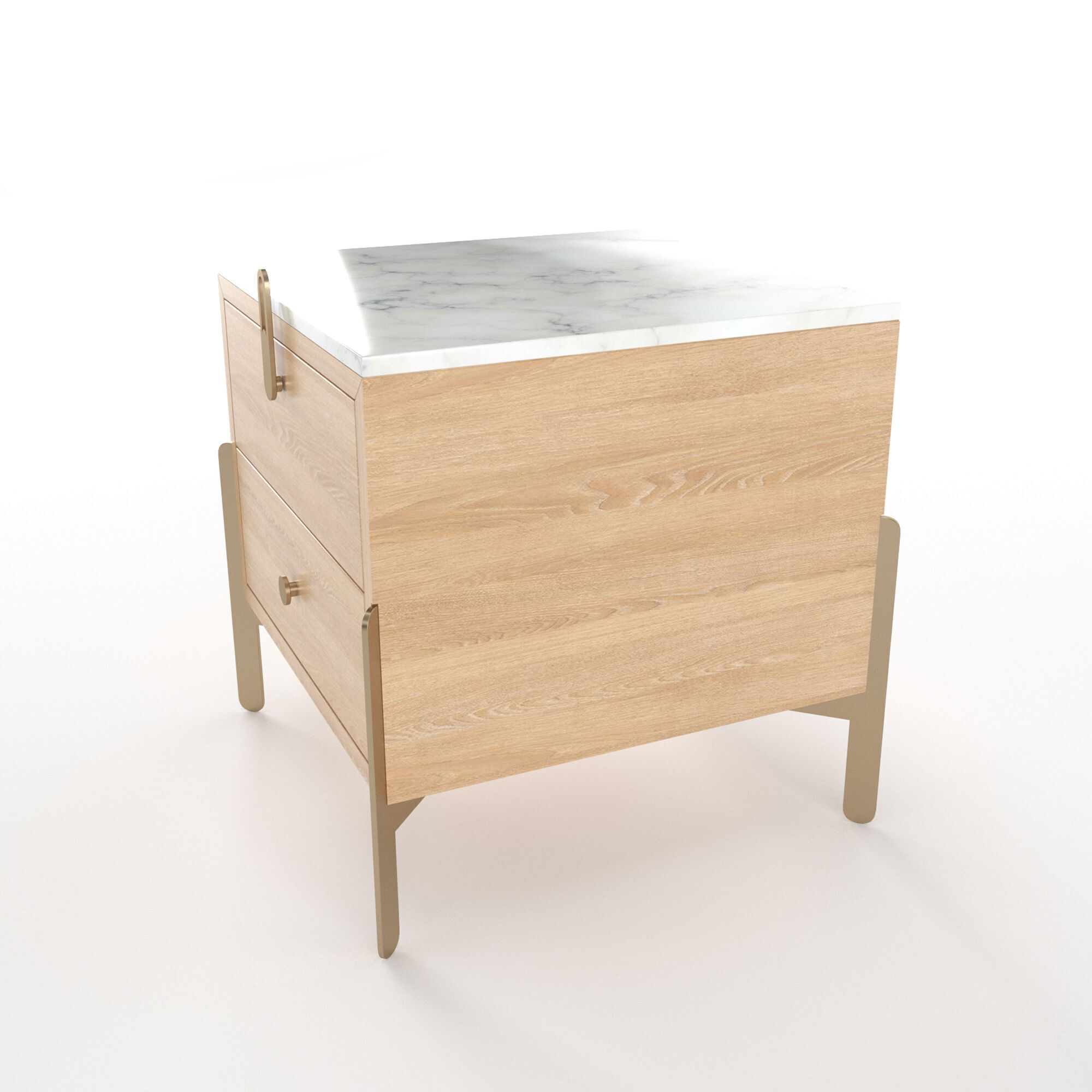 Nightstand Rolf Benz 914 Square bedside table with drawers 3D model_13