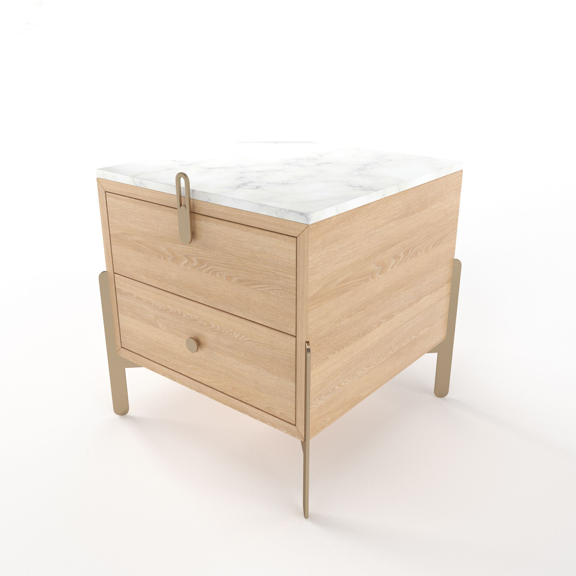 Nightstand Rolf Benz 914 Square bedside table with drawers 3D model_11