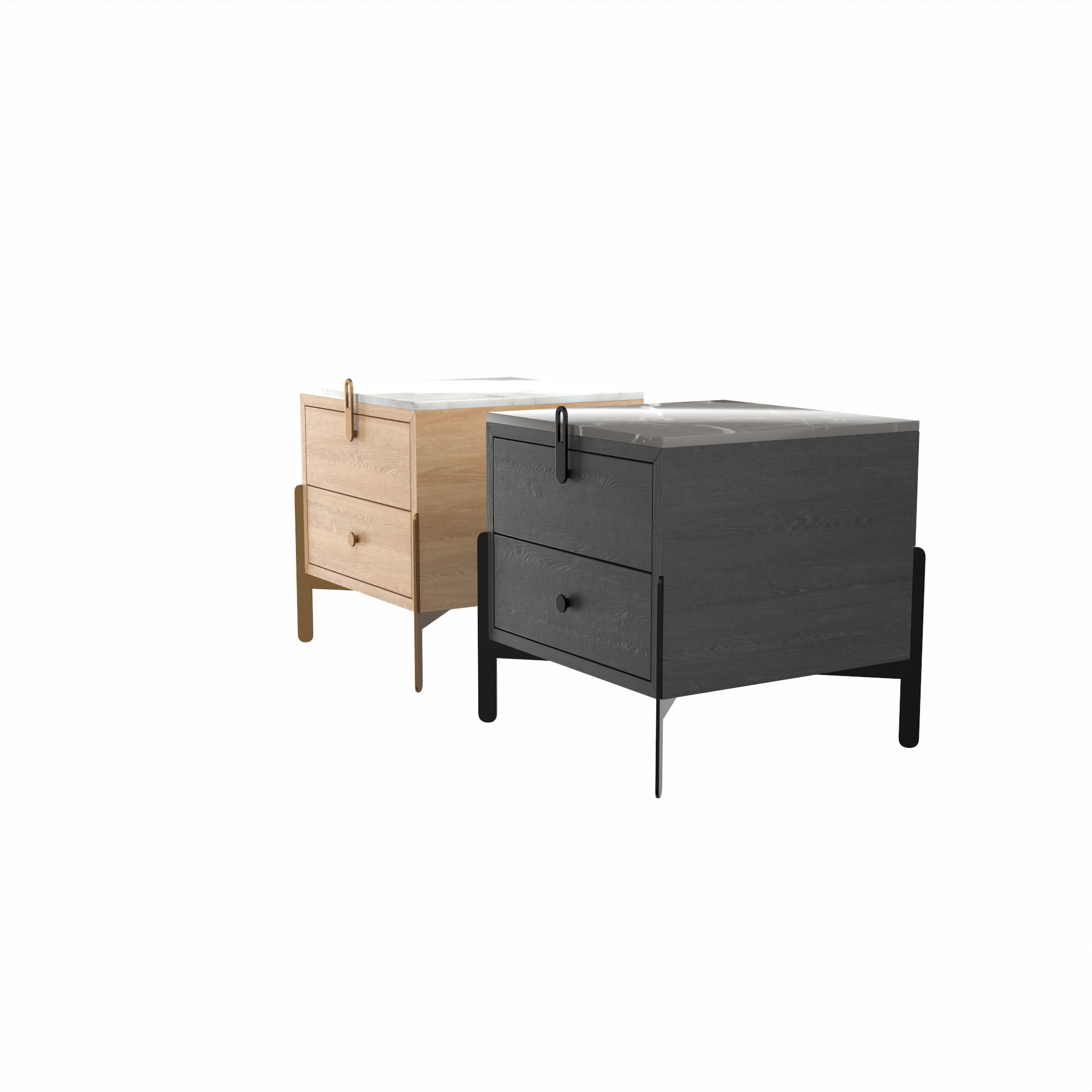 Nightstand Rolf Benz 914 Square bedside table with drawers 3D model_21
