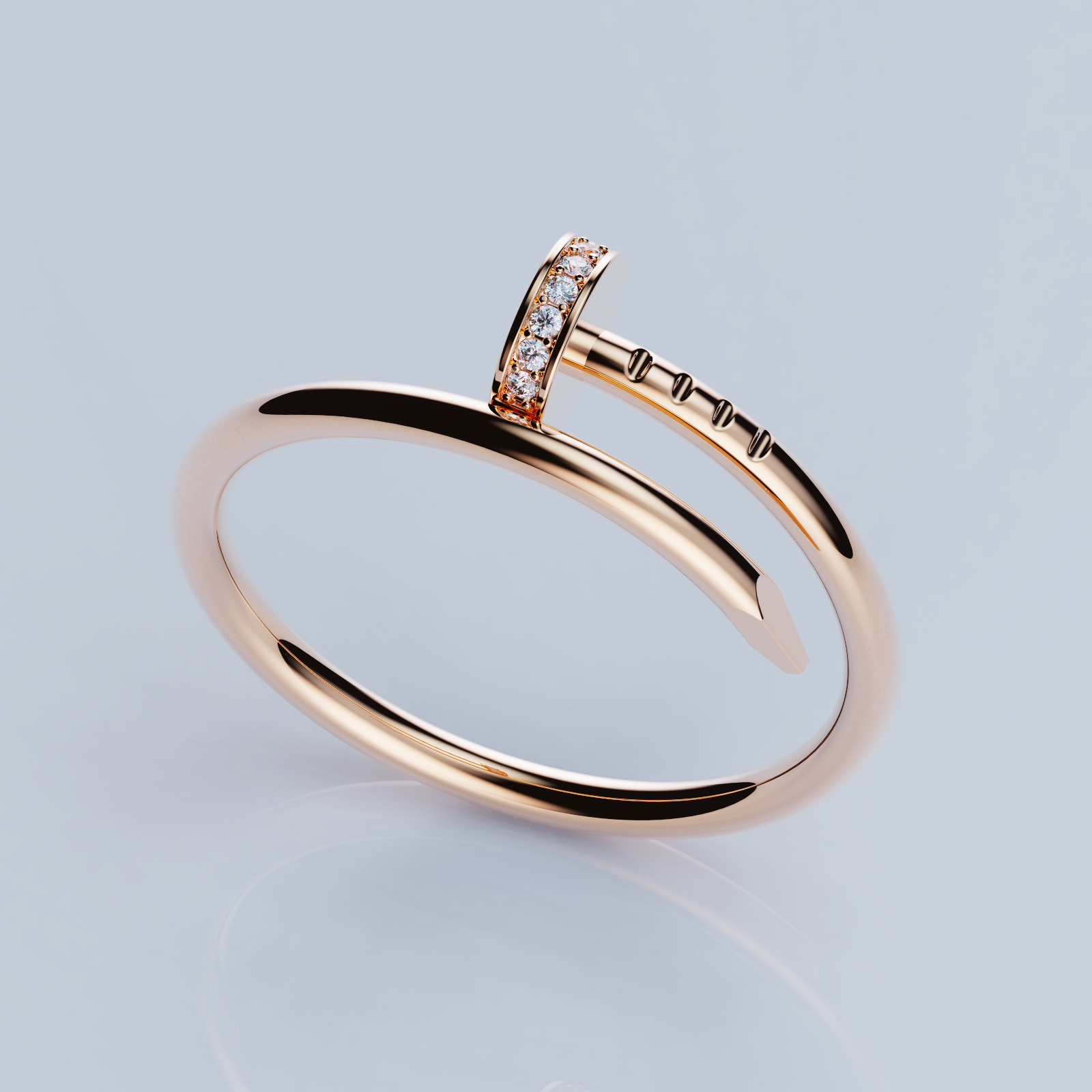 Nail Rings style All Sizes Collection 1mm stones 3D print model_3