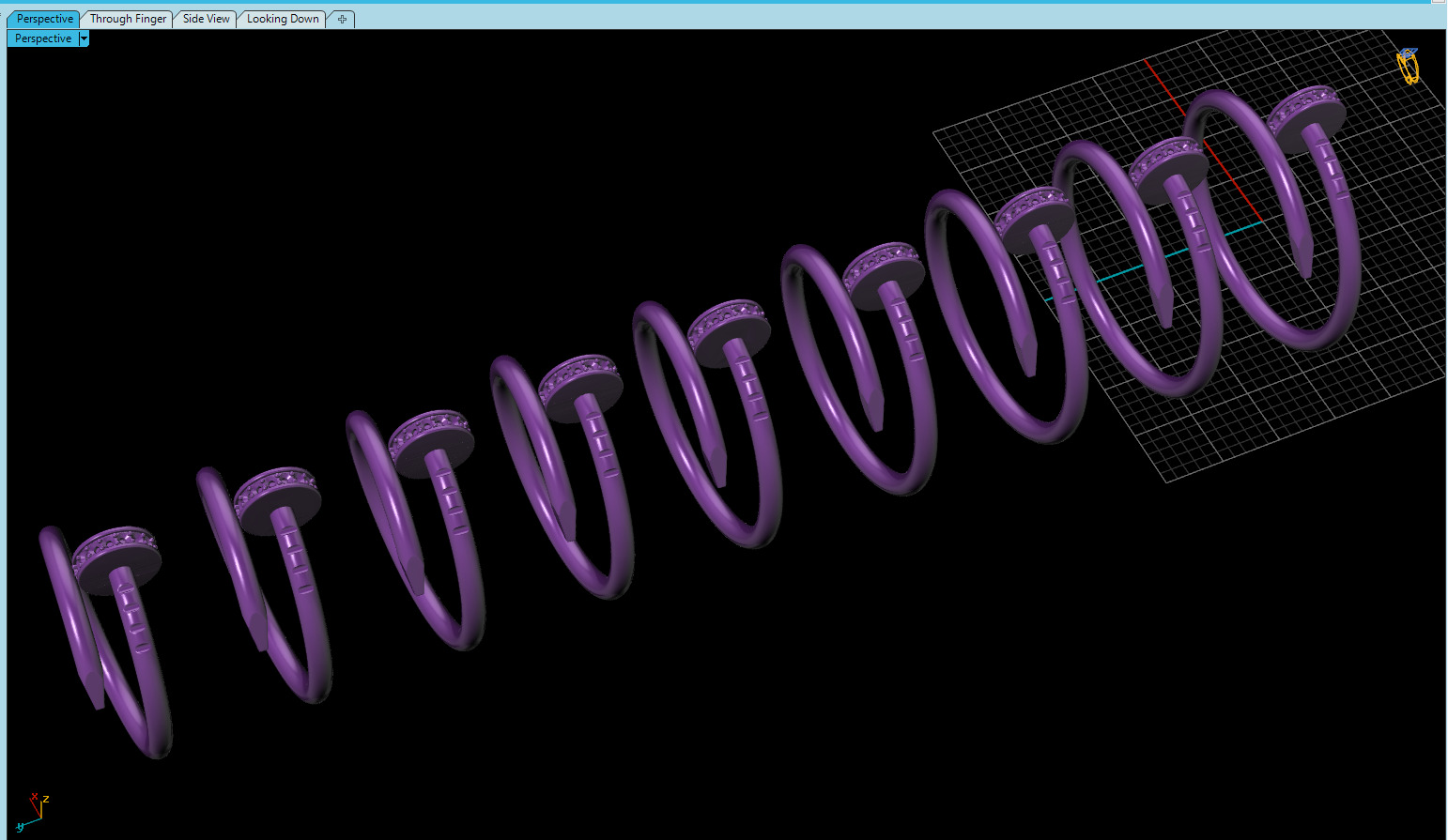 Nail Rings style All Sizes Collection 1mm stones 3D print model_9