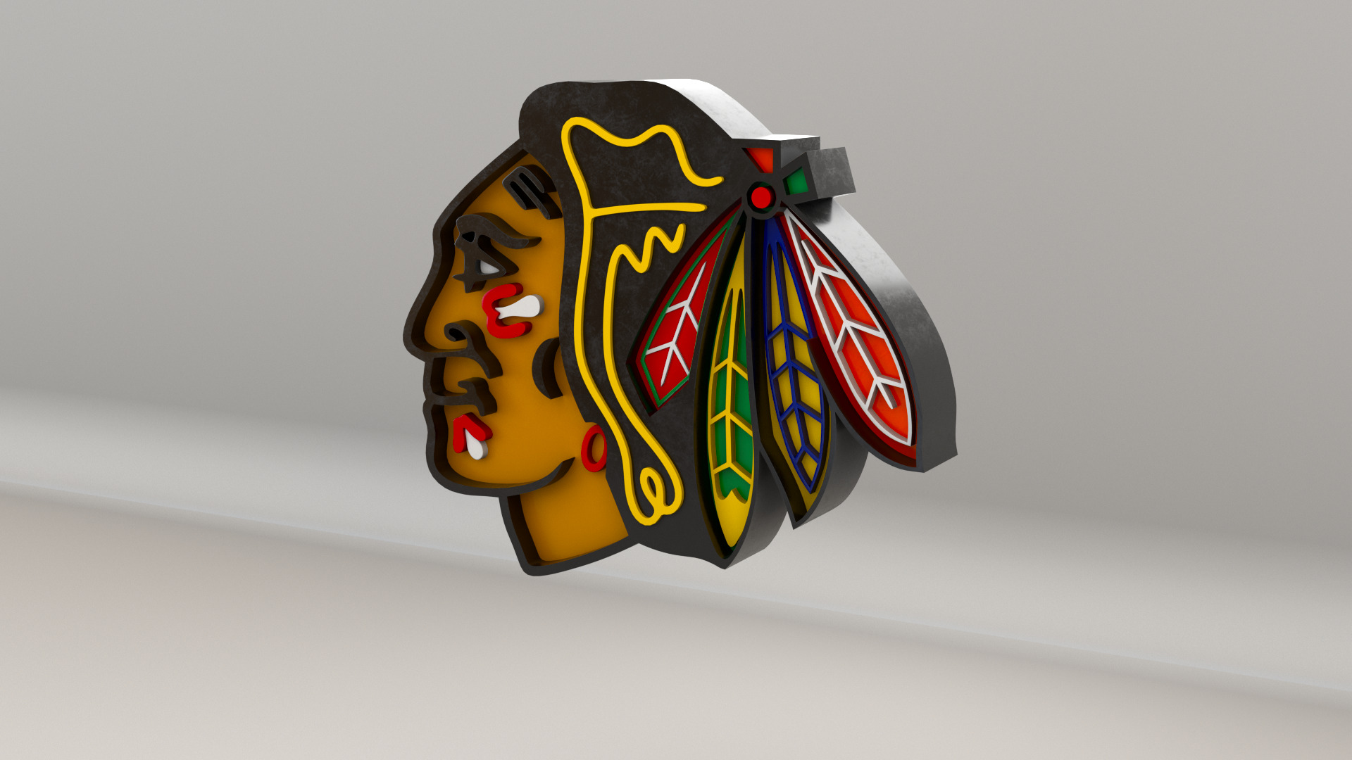 NHL Chicago BlackHawks Team Logo 3D model_11