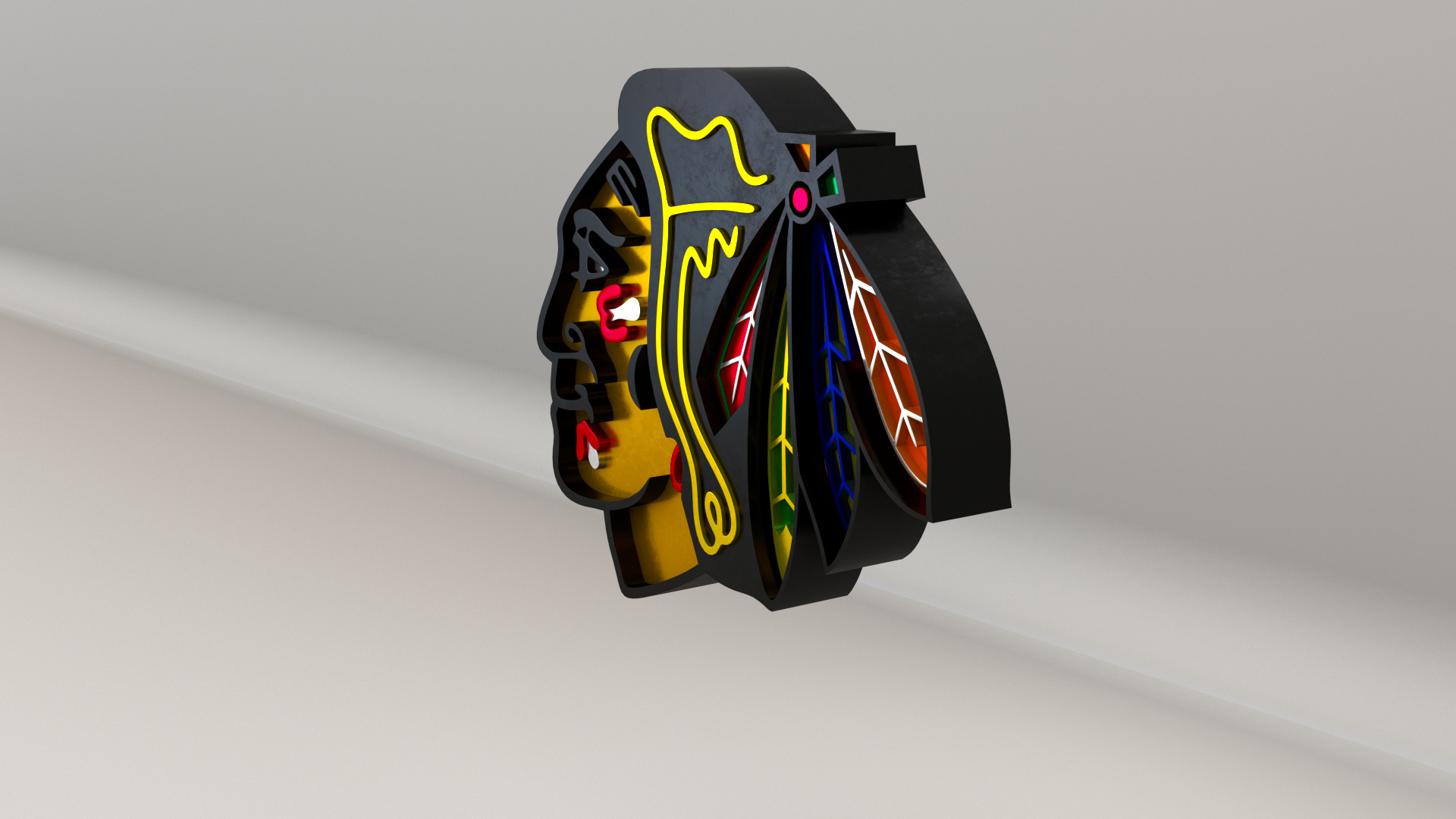 NHL Chicago BlackHawks Team Logo 3D model_9