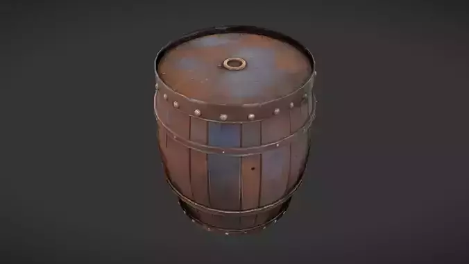 wooden barrel with metal bands