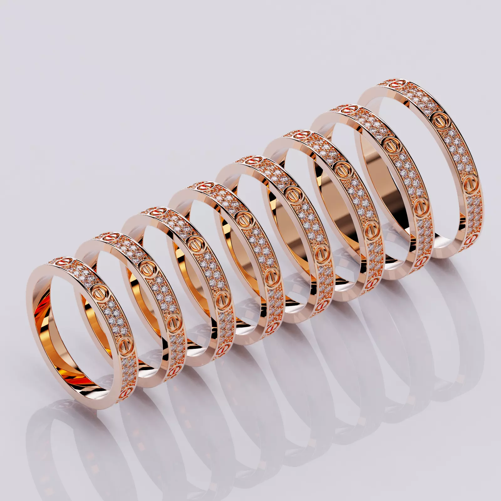 Wedding rings Love Collection All Sizes Small Model 3D print model_0