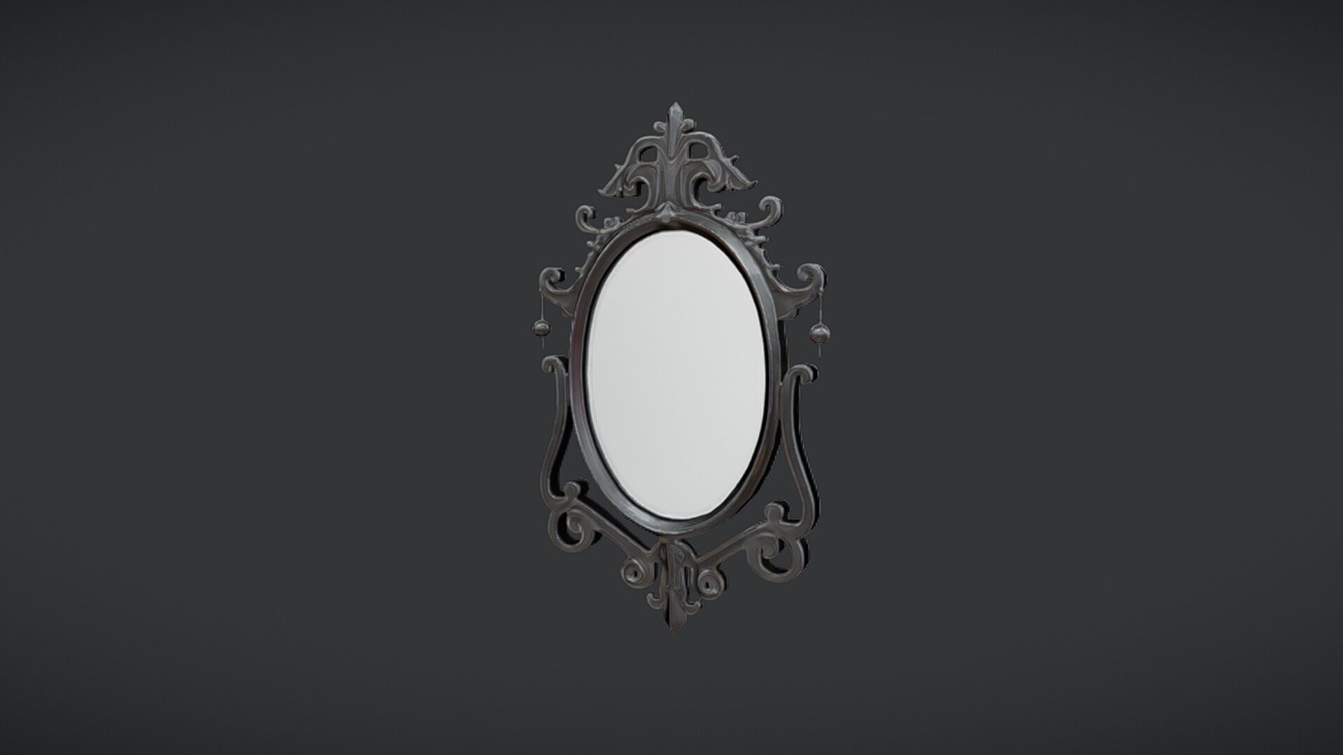 ornate oval mirror 3D model_8