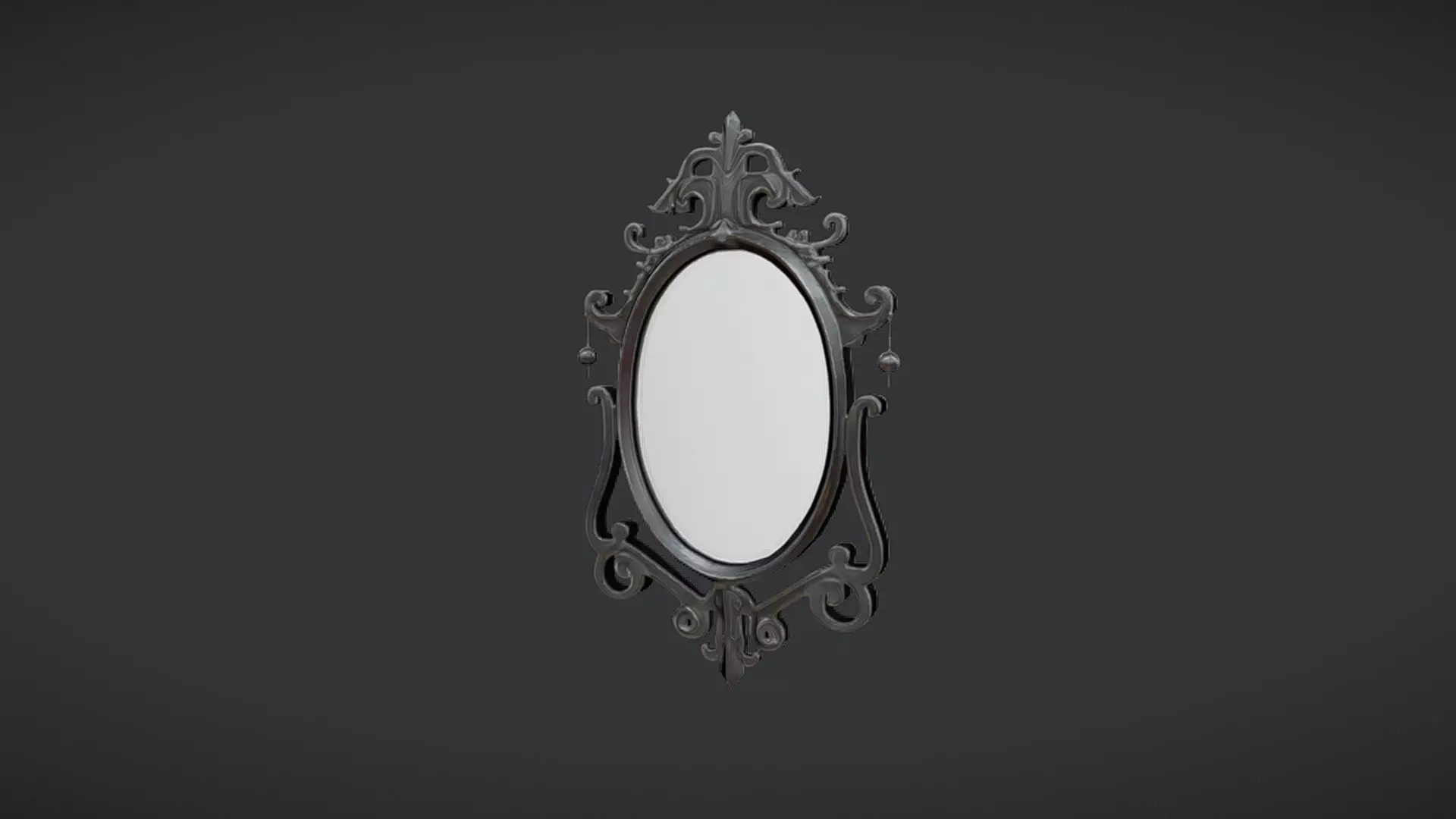 ornate oval mirror 3D model_0