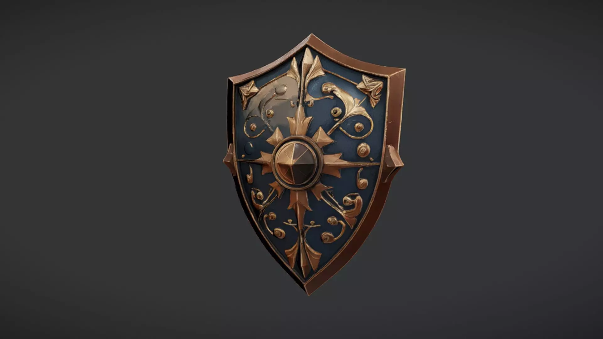 ornate decorative shield 3D model_0