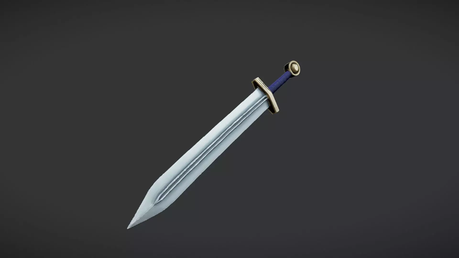 Fantasy sword with blue blade 3D model_0