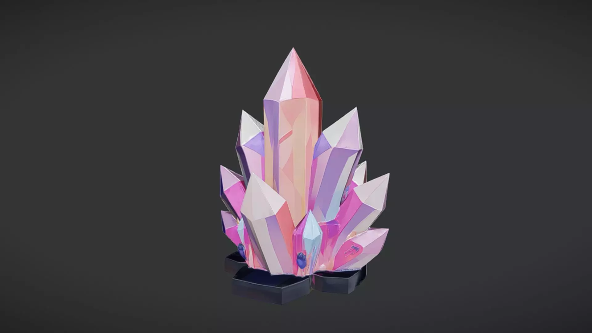 colorful crystal cluster 3D model_0